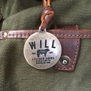 Will canvas and leather messenger bag, olive green